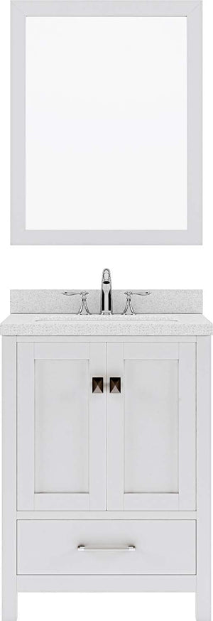 Virtu USA Caroline Avenue 24" Single Bath Vanity with Dazzle White Top and Square Sink with Mirror - Luxe Bathroom Vanities