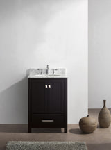 Virtu USA Caroline Avenue 24" Single Bath Vanity with White Marble Top and Round Sink