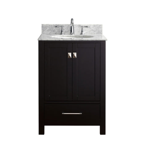 Virtu USA Caroline Avenue 24" Single Bath Vanity with Marble Top and Round Sink - Luxe Bathroom Vanities Luxury Bathroom Fixtures Bathroom Furniture