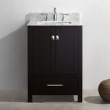 Virtu USA Caroline Avenue 24" Single Bath Vanity with White Marble Top and Square Sink