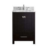 Virtu USA Caroline Avenue 24" Single Bath Vanity in Espresso with Marble Top and Square Sink - Luxe Bathroom Vanities Luxury Bathroom Fixtures Bathroom Furniture