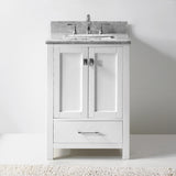 Virtu USA Caroline Avenue 24" Single Bath Vanity with White Marble Top and Square Sink