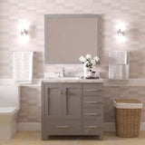 Virtu USA Caroline Avenue 36" Single Bath Vanity with White Quartz Top and Round Sink with Matching Mirror