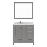 Virtu USA Caroline Avenue 36" Single Bath Vanity with White Quartz Top and Round Sink with Matching Mirror - Luxe Bathroom Vanities