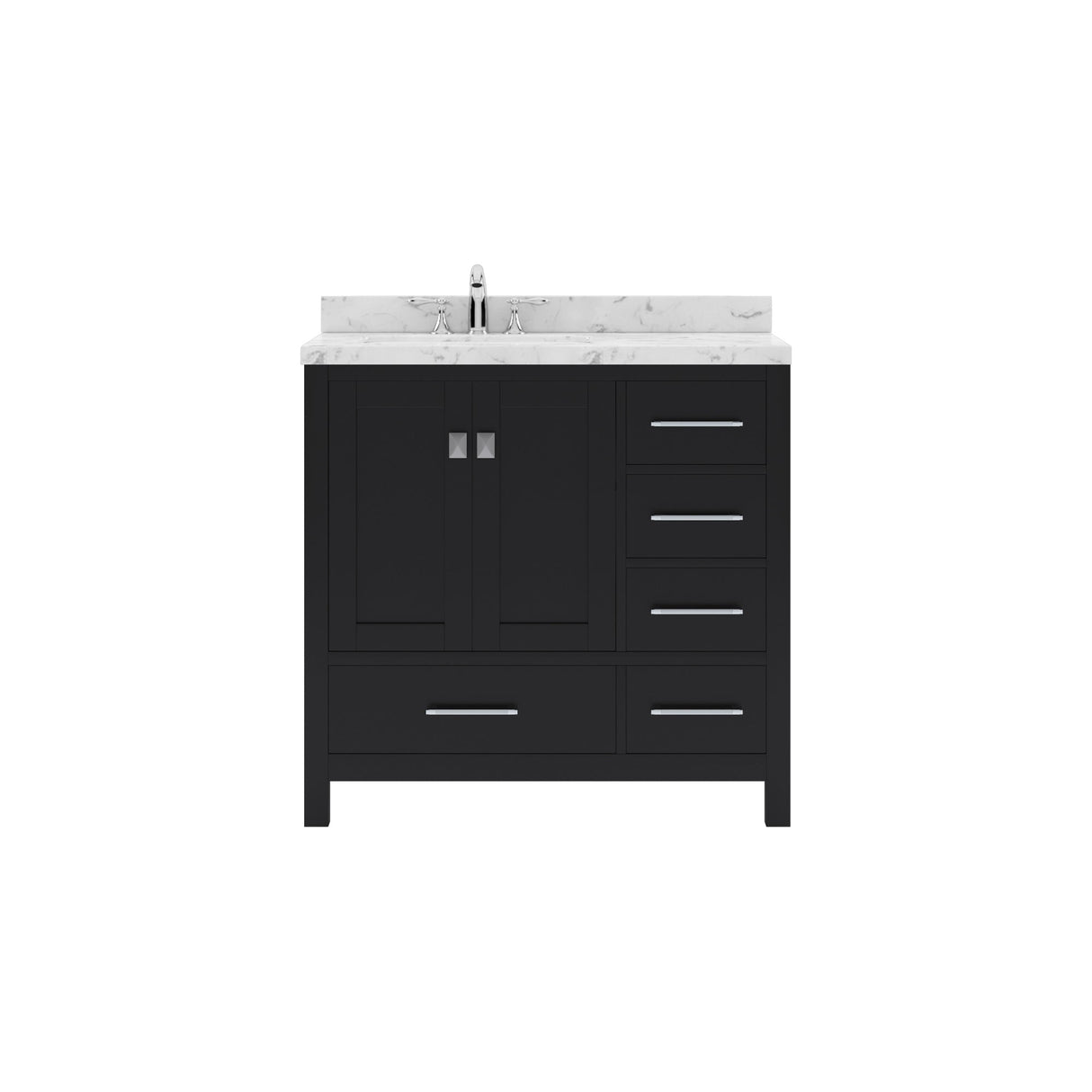 Virtu USA Caroline Avenue 36" Single Bath Vanity with White Quartz Top and Round Sink - Luxe Bathroom Vanities