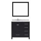 Virtu USA Caroline Avenue 36" Single Bath Vanity with White Quartz Top and Round Sink with Matching Mirror - Luxe Bathroom Vanities