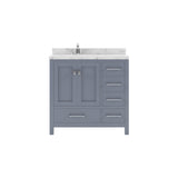 Virtu USA Caroline Avenue 36" Single Bath Vanity with White Quartz Top and Round Sink - Luxe Bathroom Vanities