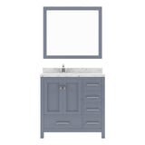 Virtu USA Caroline Avenue 36" Single Bath Vanity with White Quartz Top and Round Sink with Matching Mirror - Luxe Bathroom Vanities