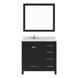 Virtu USA Caroline Avenue 36" Single Bath Vanity with White Quartz Top and Square Sink with Brushed Nickel Faucet with Matching Mirror - Luxe Bathroom Vanities