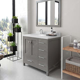 Virtu USA Caroline Avenue 36" Single Bath Vanity with Dazzle White Quartz Top and Round Sink with Matching Mirror