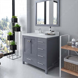 Virtu USA Caroline Avenue 36" Single Bath Vanity with Dazzle White Quartz Top and Round Sink with Matching Mirror