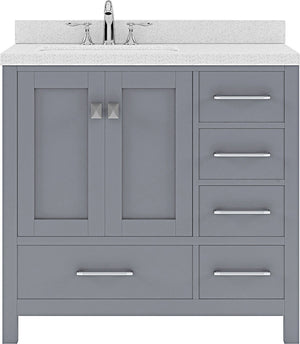 Virtu USA Caroline Avenue 36" Single Bath Vanity with Dazzle White Top and Round Sink - Luxe Bathroom Vanities Luxury Bathroom Fixtures Bathroom Furniture
