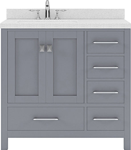 Virtu USA Caroline Avenue 36" Single Bath Vanity with Dazzle White Top and Round Sink - Luxe Bathroom Vanities Luxury Bathroom Fixtures Bathroom Furniture