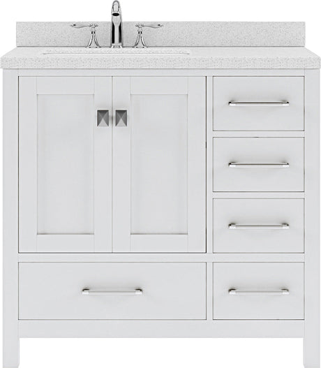 Virtu USA Caroline Avenue 36" Single Bath Vanity with Dazzle White Top and Round Sink - Luxe Bathroom Vanities Luxury Bathroom Fixtures Bathroom Furniture