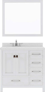 Virtu USA Caroline Avenue 36" Single Bath Vanity with Dazzle White Top and Round Sink with Mirror - Luxe Bathroom Vanities Luxury Bathroom Fixtures Bathroom Furniture