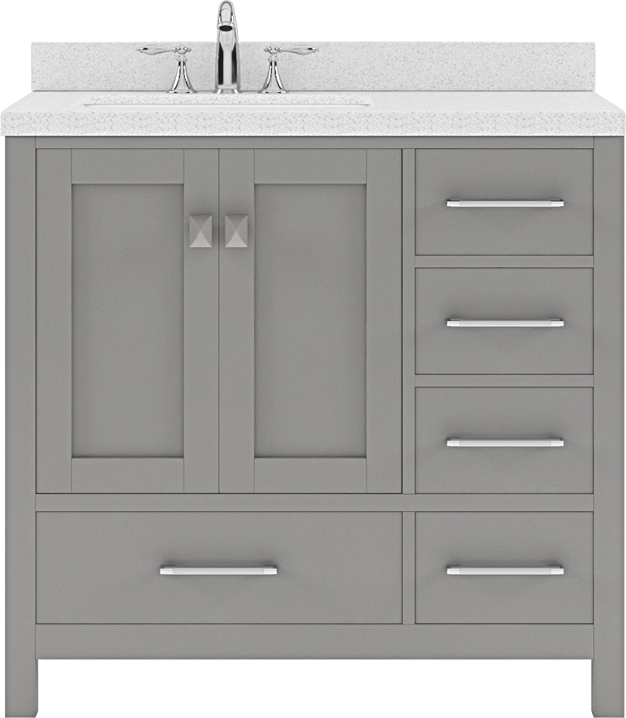 Virtu USA Caroline Avenue 36" Single Bath Vanity with Dazzle White Top and Square Sink - Luxe Bathroom Vanities Luxury Bathroom Fixtures Bathroom Furniture