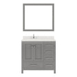 Virtu USA Caroline Avenue 36" Single Bath Vanity in White with White Quartz Top and Square Sink with Polished Chrome Faucet with Matching Mirror - Luxe Bathroom Vanities