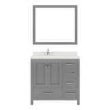 Virtu USA Caroline Avenue 36" Single Bath Vanity in White with White Quartz Top and Square Sink with Polished Chrome Faucet with Matching Mirror - Luxe Bathroom Vanities