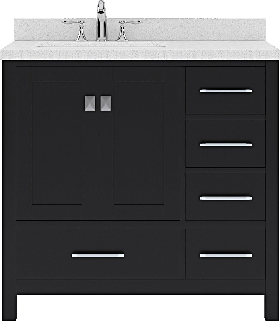 Virtu USA Caroline Avenue 36" Single Bath Vanity with Dazzle White Top and Square Sink - Luxe Bathroom Vanities Luxury Bathroom Fixtures Bathroom Furniture