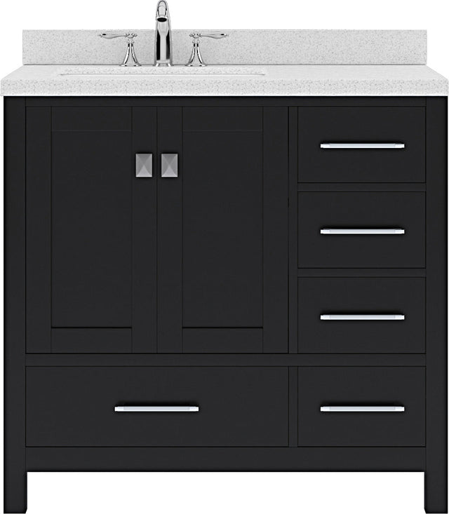 Virtu USA Caroline Avenue 36" Single Bath Vanity with Dazzle White Top and Square Sink - Luxe Bathroom Vanities Luxury Bathroom Fixtures Bathroom Furniture