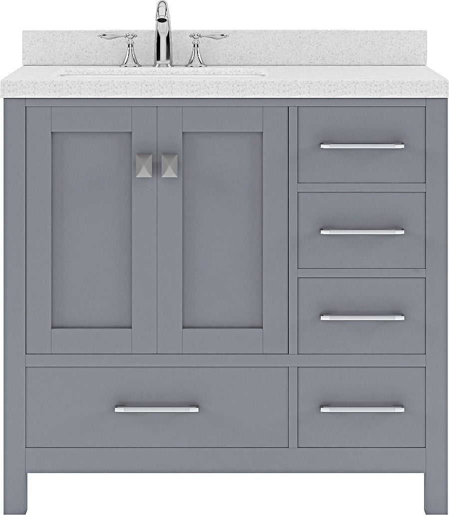 Virtu USA Caroline Avenue 36" Single Bath Vanity with Dazzle White Top and Square Sink - Luxe Bathroom Vanities