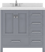 Virtu USA Caroline Avenue 36" Single Bath Vanity with Dazzle White Top and Square Sink - Luxe Bathroom Vanities