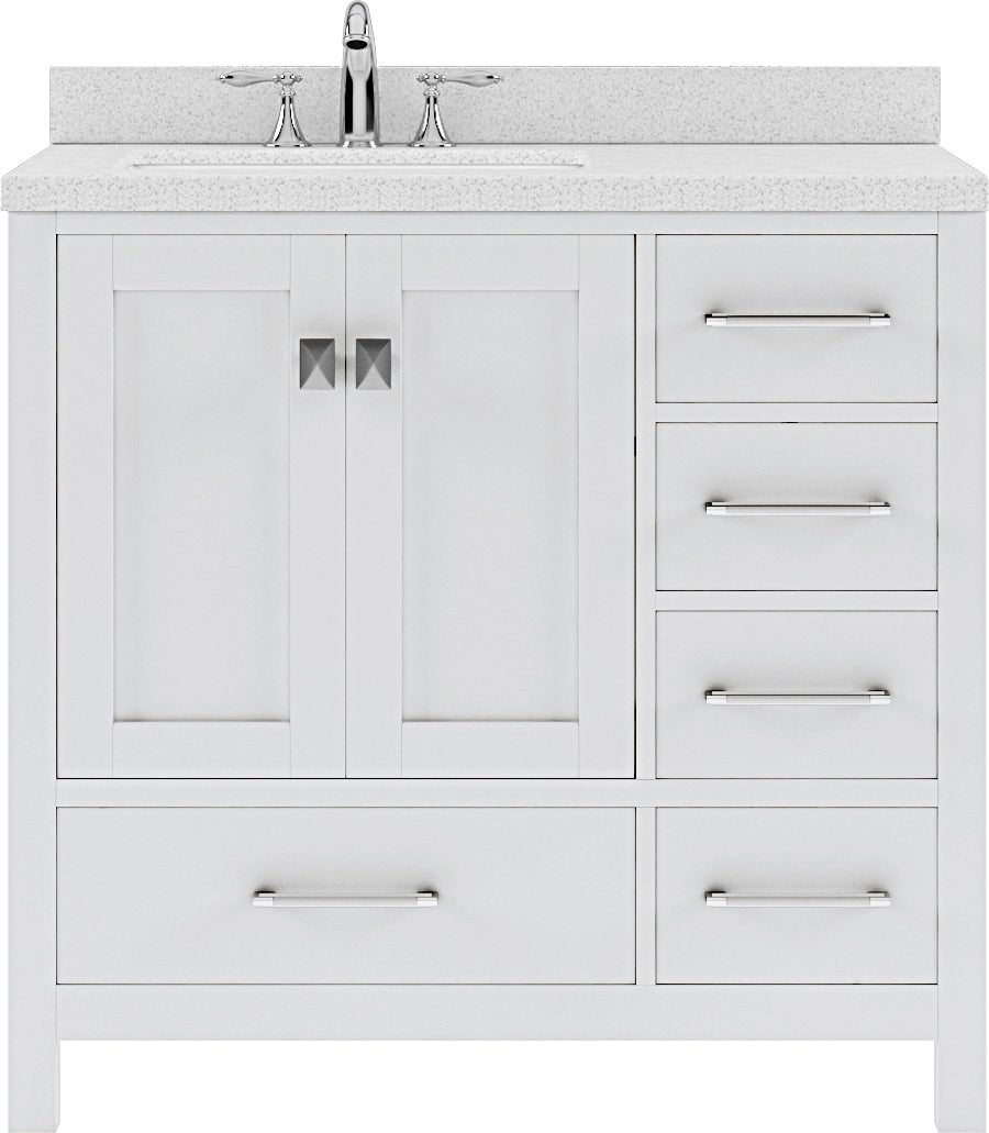 Virtu USA Caroline Avenue 36" Single Bath Vanity with Dazzle White Top and Square Sink - Luxe Bathroom Vanities Luxury Bathroom Fixtures Bathroom Furniture