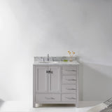 Virtu USA Caroline Avenue 36" Single Bath Vanity with White Marble Top and Round Sink