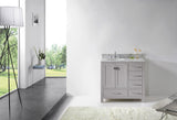 Virtu USA Caroline Avenue 36" Single Bath Vanity with White Marble Top and Round Sink