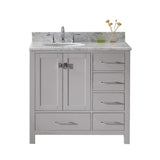 Virtu USA Caroline Avenue 36" Single Bath Vanity with Marble Top and Round Sink - Luxe Bathroom Vanities