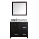 Virtu USA Caroline Avenue 36" Single Bath Vanity with Marble Top and Round Sink with Brushed Nickel Faucet and Mirror - Luxe Bathroom Vanities Luxury Bathroom Fixtures Bathroom Furniture