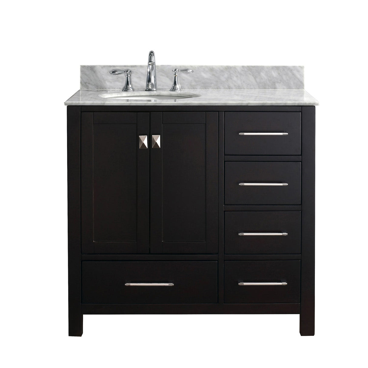 Virtu USA Caroline Avenue 36" Single Bath Vanity with Marble Top and Round Sink - Luxe Bathroom Vanities Luxury Bathroom Fixtures Bathroom Furniture