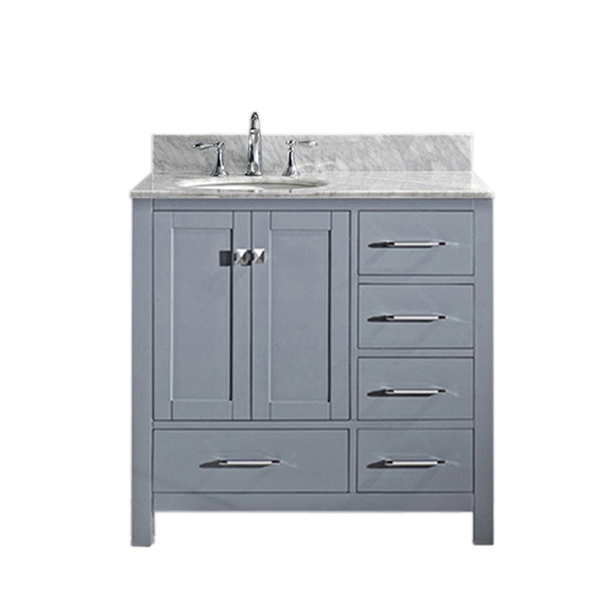 Virtu USA Caroline Avenue 36" Single Bath Vanity with Marble Top and Round Sink - Luxe Bathroom Vanities Luxury Bathroom Fixtures Bathroom Furniture