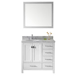 Virtu USA Caroline Avenue 36" Single Bath Vanity with Marble Top and Round Sink with Brushed Nickel Faucet and Mirror - Luxe Bathroom Vanities Luxury Bathroom Fixtures Bathroom Furniture