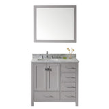 Virtu USA Caroline Avenue 36" Single Bath Vanity with Marble Top and Square Sink with Polished Chrome Faucet and Mirror - Luxe Bathroom Vanities Luxury Bathroom Fixtures Bathroom Furniture