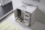 Virtu USA Caroline Avenue 36" Single Bath Vanity with White Marble Top and Square Sink with Matching Mirror