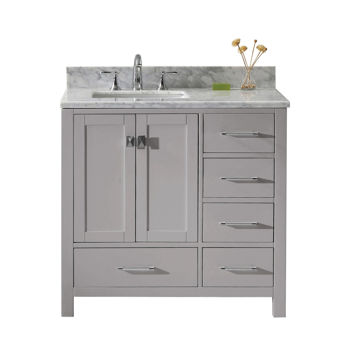 Virtu USA Caroline Avenue 36" Single Bath Vanity with Marble Top and Square Sink - Luxe Bathroom Vanities Luxury Bathroom Fixtures Bathroom Furniture