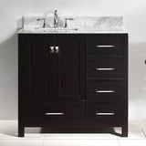 Virtu USA Caroline Avenue 36" Single Bath Vanity with White Marble Top and Square Sink