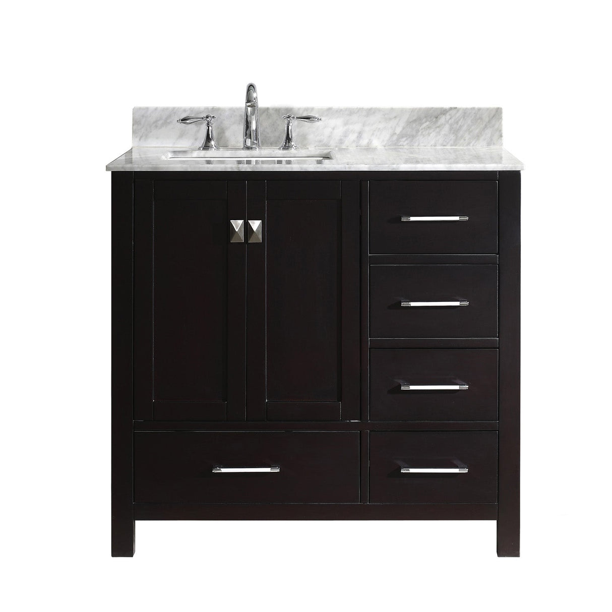 Virtu USA Caroline Avenue 36" Single Bath Vanity with Marble Top and Square Sink - Luxe Bathroom Vanities Luxury Bathroom Fixtures Bathroom Furniture