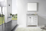 Virtu USA Caroline Avenue 36" Single Bath Vanity with White Marble Top and Square Sink with Matching Mirror