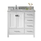 Virtu USA Caroline Avenue 36" Single Bath Vanity with Marble Top and Square Sink - Luxe Bathroom Vanities Luxury Bathroom Fixtures Bathroom Furniture