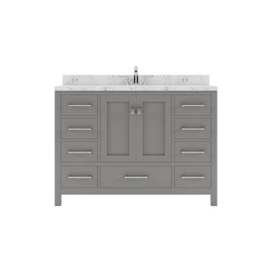 Virtu USA Caroline Avenue 48" Single Bath Vanity with White Quartz Top and Round Sink with Brushed Nickel Faucet with Matching Mirror