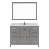 Virtu USA Caroline Avenue 48" Single Bath Vanity with White Quartz Top and Round Sink with Polished Chrome Faucet with Matching Mirror - Luxe Bathroom Vanities