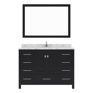 Virtu USA Caroline Avenue 48" Single Bath Vanity with White Quartz Top and Round Sink with Matching Mirror - Luxe Bathroom Vanities