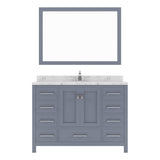 Virtu USA Caroline Avenue 48" Single Bath Vanity with White Quartz Top and Round Sink with Polished Chrome Faucet with Matching Mirror - Luxe Bathroom Vanities