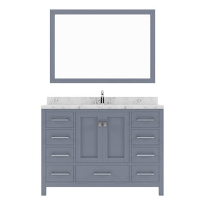 Virtu USA Caroline Avenue 48" Single Bath Vanity with White Quartz Top and Round Sink with Polished Chrome Faucet with Matching Mirror - Luxe Bathroom Vanities