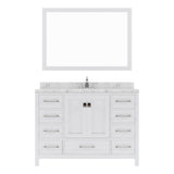 Virtu USA Caroline Avenue 48" Single Bath Vanity with White Quartz Top and Round Sink with Polished Chrome Faucet with Matching Mirror - Luxe Bathroom Vanities