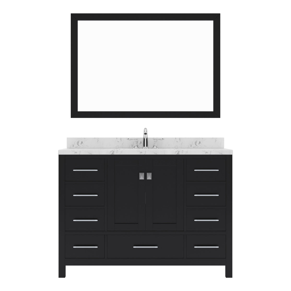 Virtu USA Caroline Avenue 48" Single Bath Vanity with White Quartz Top and Square Sink with Matching Mirror - Luxe Bathroom Vanities