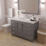 Virtu USA Caroline Avenue 48" Single Bath Vanity with White Quartz Top and Square Sink with Brushed Nickel Faucet with Matching Mirror