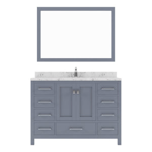 Virtu USA Caroline Avenue 48" Single Bath Vanity with White Quartz Top and Square Sink with Brushed Nickel Faucet with Matching Mirror - Luxe Bathroom Vanities